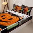 thumbnail image 3 of Feelyou Spooky Pumpkin Zipper Full Size Comforter Sets with Fitted Sheet and 2 Pillowcases, Vintage Gothic Skull Candle Zipper Bedding Set, Black Orange, Halloween Reversible, 4-Piece, 3 of 7