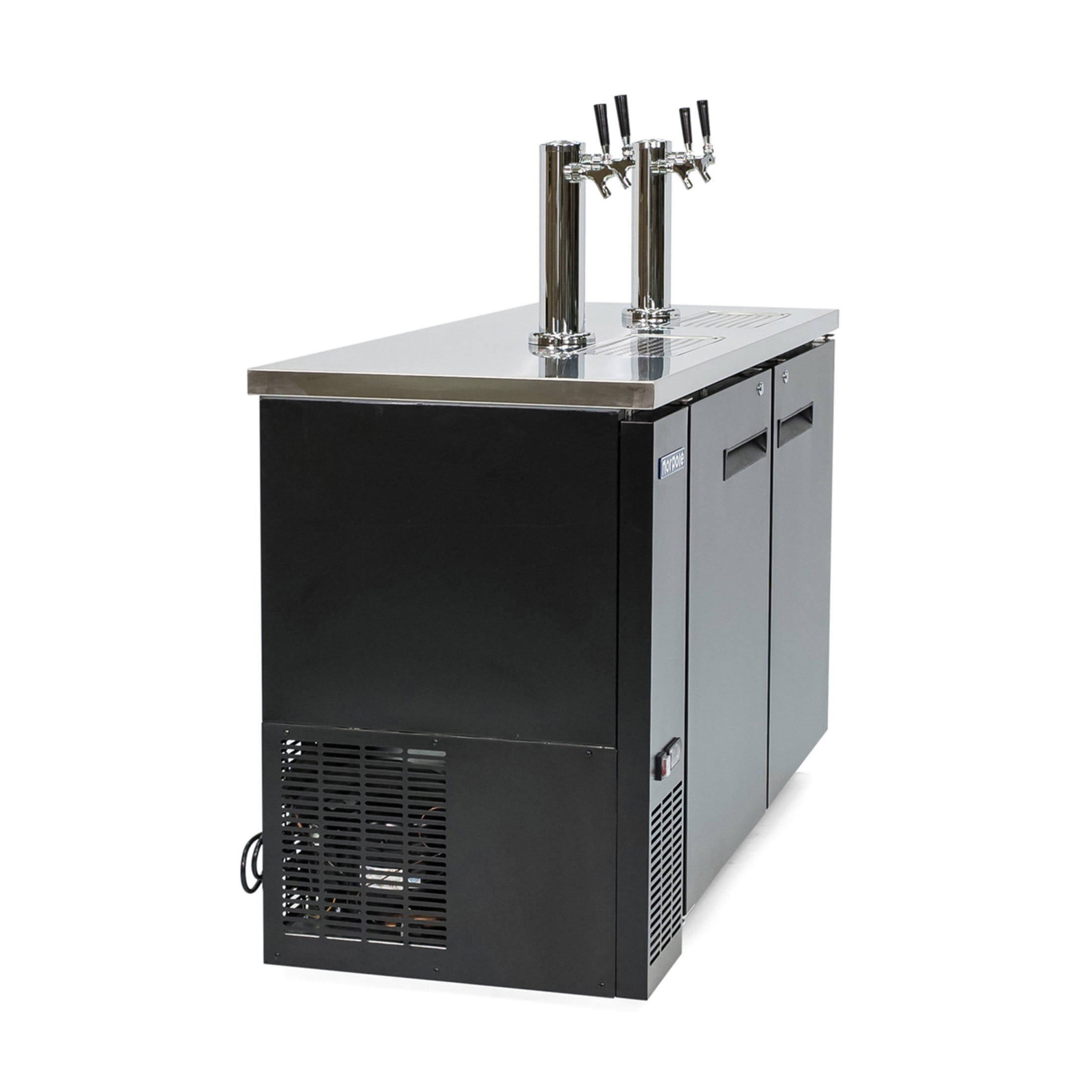 61 in. 16 cu. ft. 2 Door Direct Draw Beer kegerator Dispenser with Double Tap in Black