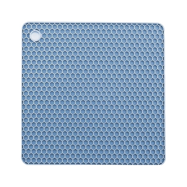 Cateissary Almohadillas antideslizantes de gel de sílice, soporte para olla, estera de silicona resistente al calor para fácil limpieza y Almacenamiento y organización del hogar Azul