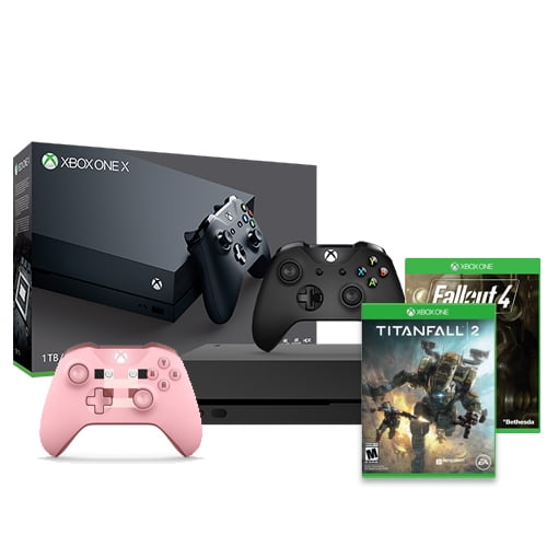 Xbox One X 1tb Console With Xbox Minecraft Pig Wireless Controller And Titanfall 2 Plus Fallout 4 Walmart Com Walmart Com