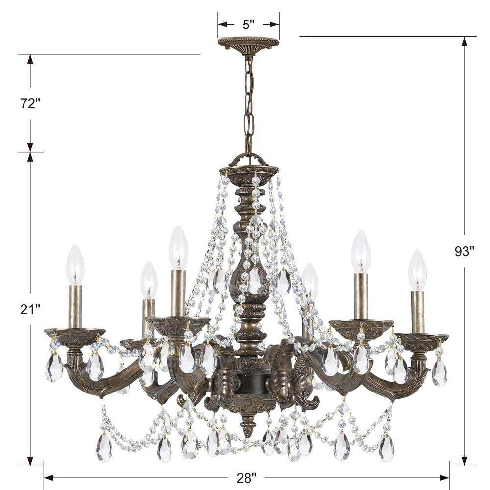 5026-AW-CL-S-Crystorama Lighting-Paris Market - Six Light Chandelier in Traditional and Contemporary Style - 28 Inches Wide by 22 Inches High-Clear