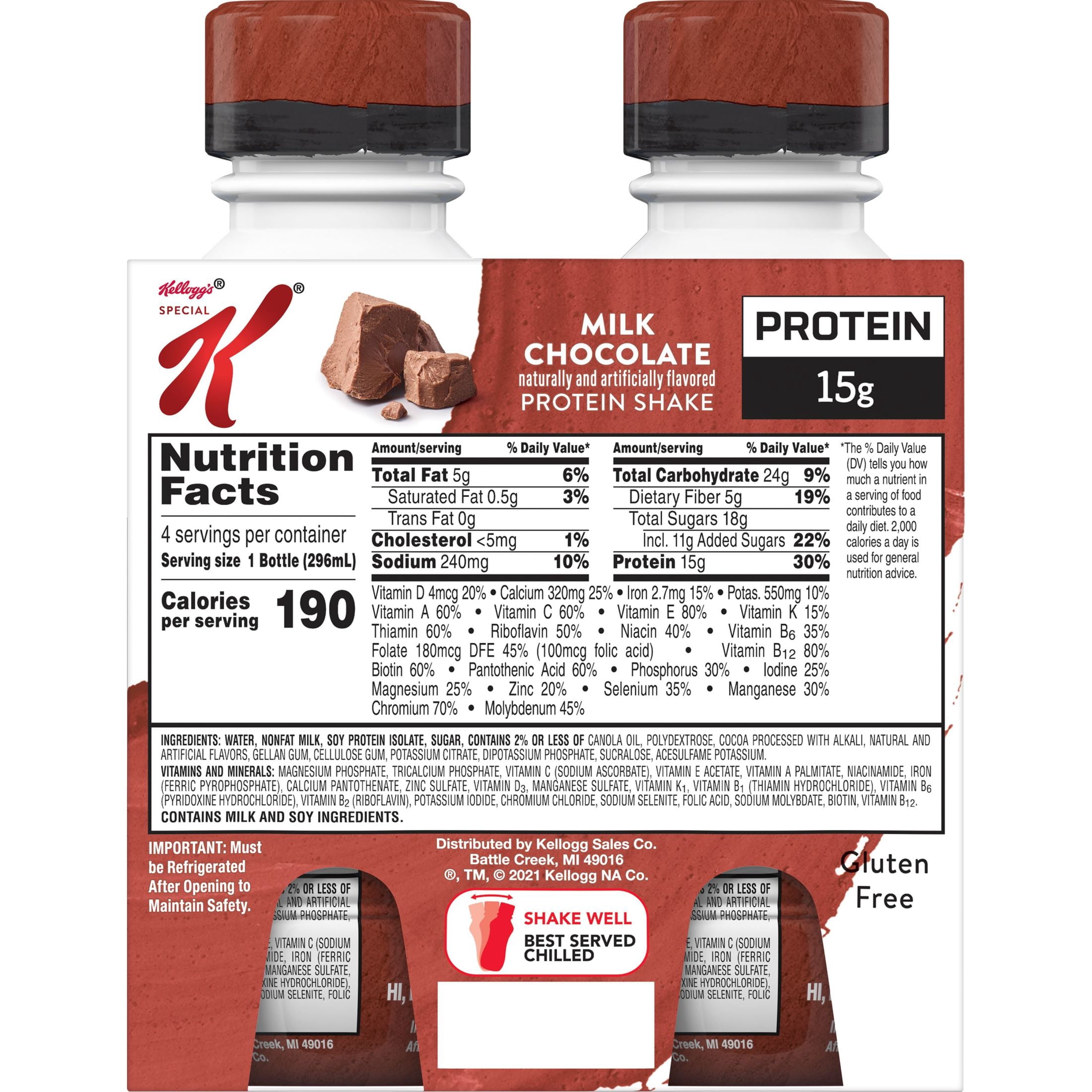 Kellogg's Special K Milk Chocolate Protein Shakes, Gluten Free, 40 oz, 4 Count