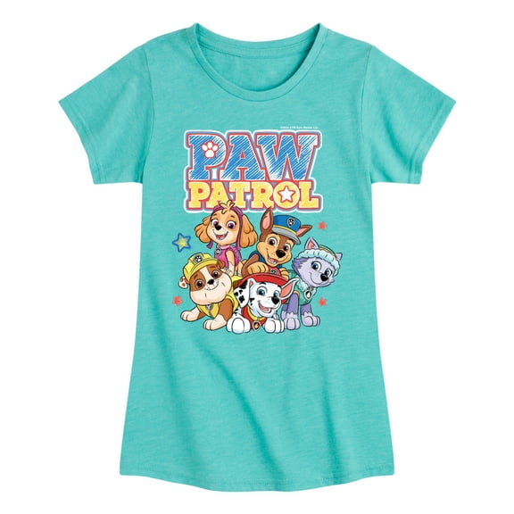 Paw Patrol - Sketch Character Group - Toddler & Youth Girls Short Sleeve Graphic T-Shirt