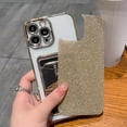 thumbnail image 3 of Compatible for iPhone 13 Pro Max 6.7 Inch Bling Plating Case with Card Slot, Cute Clear Glitter Phone Case for Women Girls Soft TPU Shockproof Back Cover for iPhone 13 Pro Max Gold, 3 of 13