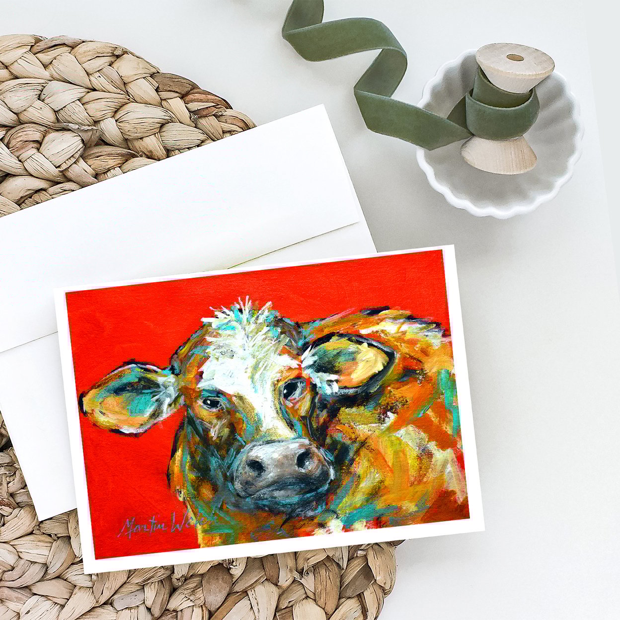 thumbnail image 2 of Caught Red Handed Cow Greeting Cards Pack of 8 7 in x 5 in, 2 of 3