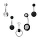 thumbnail image 1 of 5x piercing para el ombligo, 10 mm, corto, acero inoxidable, moderno, Negro, 1 of 9