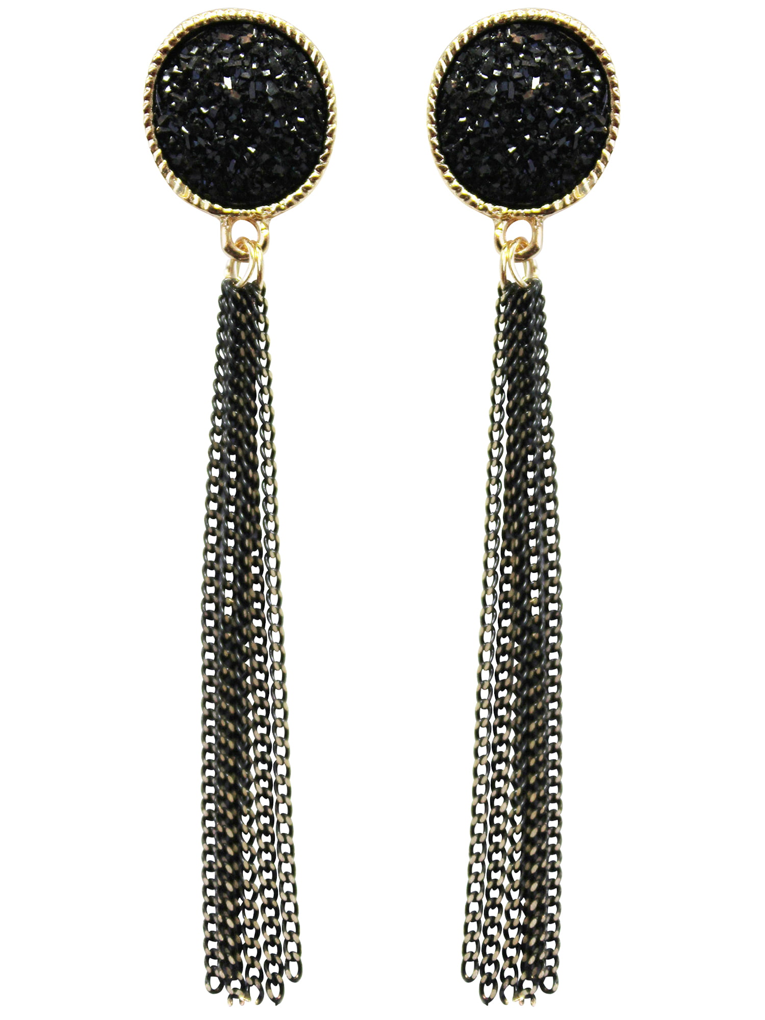 Black Tassel Dangle Earrings
