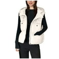 thumbnail image 5 of Feancey Womens Down Coats with Hood Winter Thick Warm Puffer Vest Lightweight Zip Up Quilted Waistcoat Drawstring Hooded Padded Vest with Pockets White XXL, 5 of 10