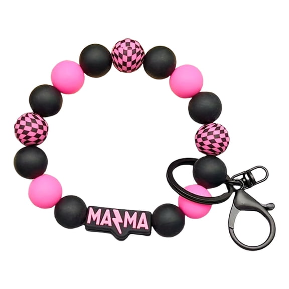 Stylish Checkerboard Pattern Silicone Keychain Wristband For Women Mothers Jewelry Accessory Car Keys Holder