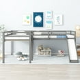 Euroco Twin LShaped Low Loft Bed with Movable Shelves, Safety Rail