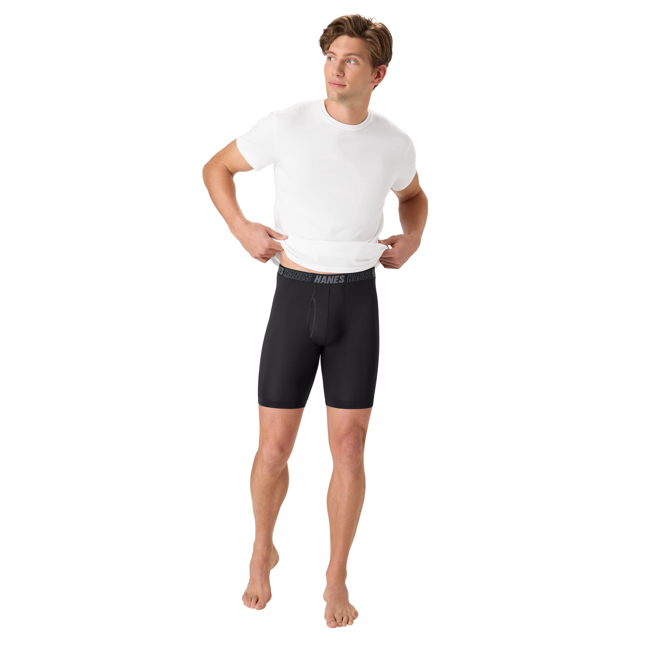 Hanes Mens Underwear Boxer Briefs, 3-Pack, Moves Anti Chafe Boxer Briefs with Total Support Pouch