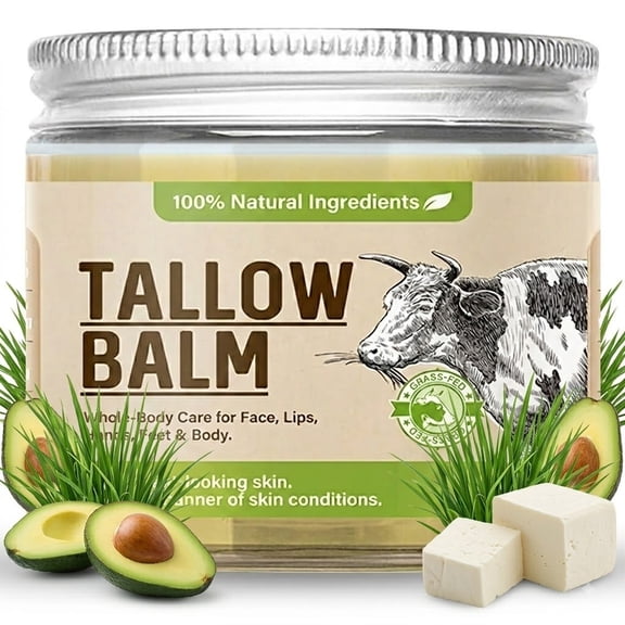 Tallow Balm, Tallow Balm for Skin Moisturizing, Grass‑Fed Beef Tallow for Nourishing Whole‑Body Dry Skin Care, 2 Fl Oz