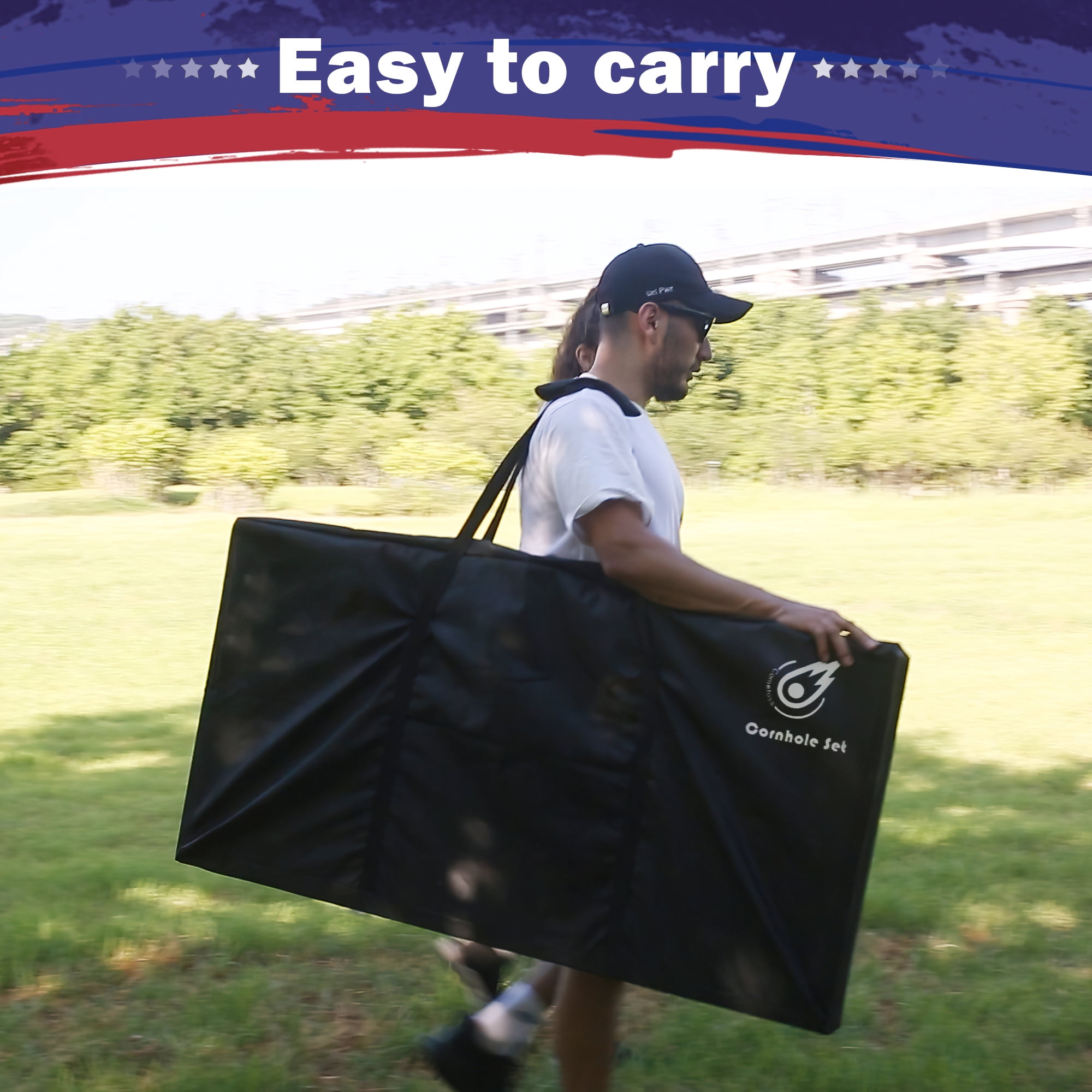 Cornhole  Set, Regulation 4x2 Ft Cornhole Boards with 8 Bean Bags and Carrying Case, Outdoor Toss Game Cornhole Boards Set
