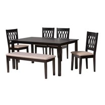 Baxton Studio Florencia Beige Fabric and Espresso Brown Wood 6-Piece Dining Set