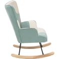 thumbnail image 4 of New Rocking Chair, Mid Century Fabric Rocker Chair with Wood Legs and Patchwork Linen for Livingroom Bedroom, 4 of 12