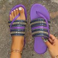 thumbnail image 4 of Summer Large Size New Fish Mouth Line Wind Drill Outside To Wear Flat Beach Female Slippers Sandals for Women 2025 Purple 43, 4 of 8