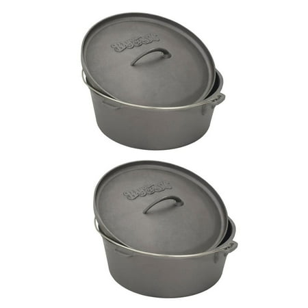 Bayou Classic 4 Quart Seasoned Cast Iron Cooker Dutch Oven w/ Basket (2 Pack)