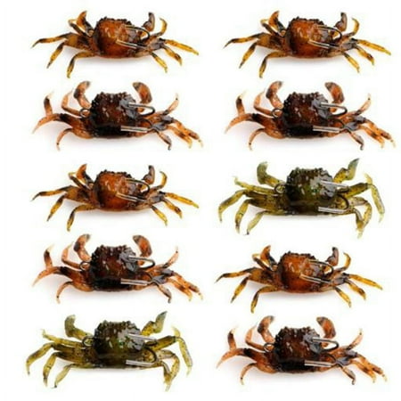 10 Pcs Crab Bait 3D Simulation Soft Bait with Pointed Hook Sea Fish Buckle Fishing Tackle Tools