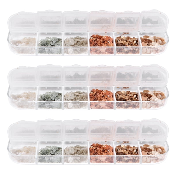 3 cajas de decoración de uñas, lentejuelas, Mica, mármol, piedra, confeti, decoración de uñas
