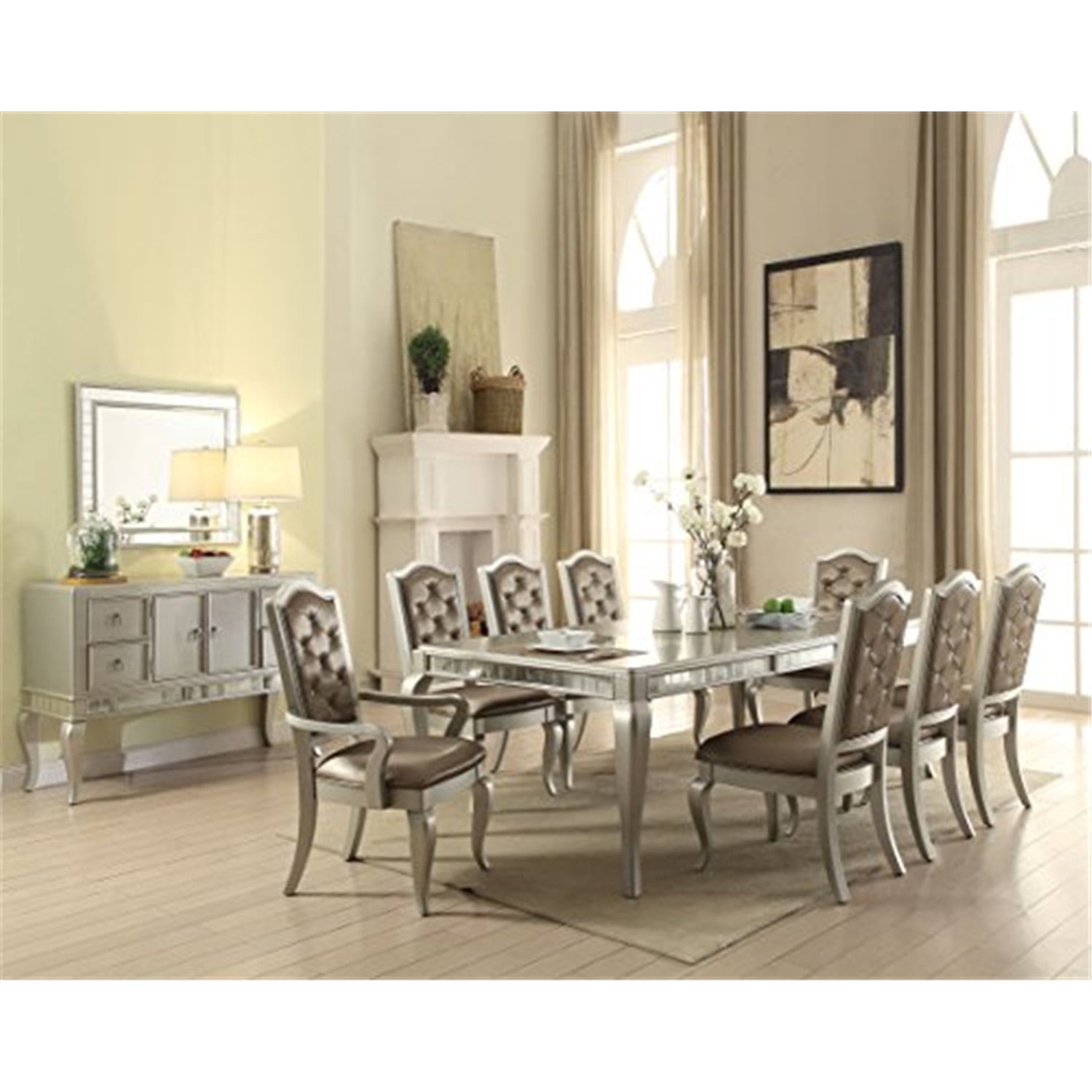 Acme Furniture Rocky Dining Table, Gray Oak. (Chairs