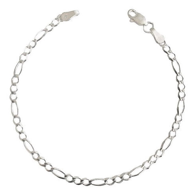 JOYARIS Pulsera Delgada Fígaro 3x1 Hombre Mujer Plata 925 4 Mm Talla Largo/Ancho:21.5 cm x 4 mm PT-0000032