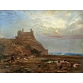 thumbnail image 2 of Fielding, Anthony Vandyke Copley 18x15 Black Ornate Wood Framed with Double Matting Museum Art Print Titled - Harlech Castle, 2 of 4