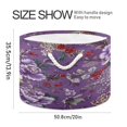thumbnail image 2 of Round Toy Storage Basket Foldable Storage Basket for Home Decor Laundry Basket20" x 14" Peonies on Dark Purple Background, 2 of 6