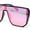 Shiny Black - Pink Mirror, variant on 90s Large Geometric Rectangular Inset Lens Shield Fashion Sunglasses Shiny Black - Silver Mirror