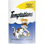 Temptations Indoor Care Treats for Adult Cats, Dry, Chicken Flavor, 2.1 oz, Plastic  Pouch