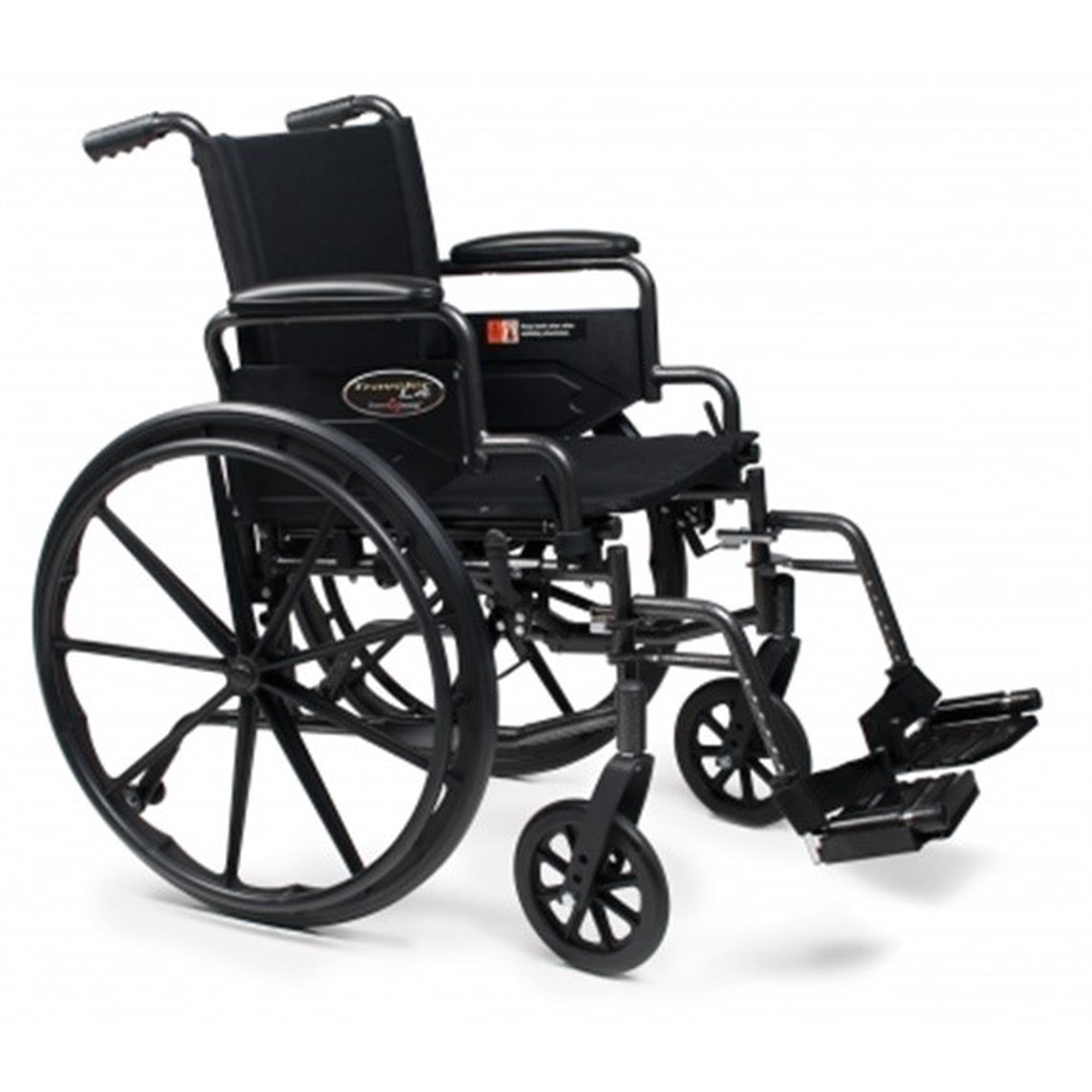 GF Health Products 3F020320 20 x 16 in. Flip Back Desk Arm Wheelchair with Swingaway Footrest, Black