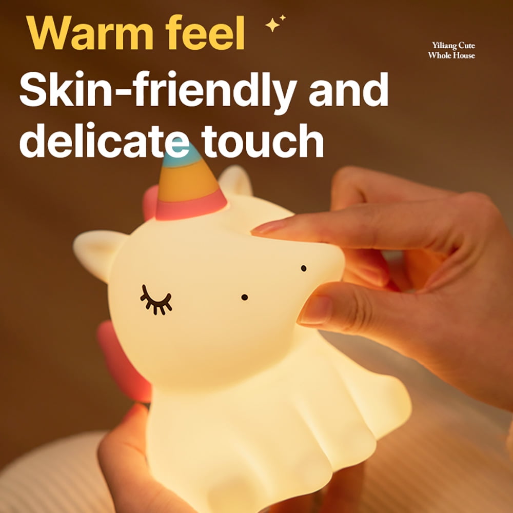 Unicorn Night Light, Soft Silicone LED Night Light Cute Animal Bedroom Lamp 3 Level Dimmable Nursery Night Light for Toddler Baby Kids