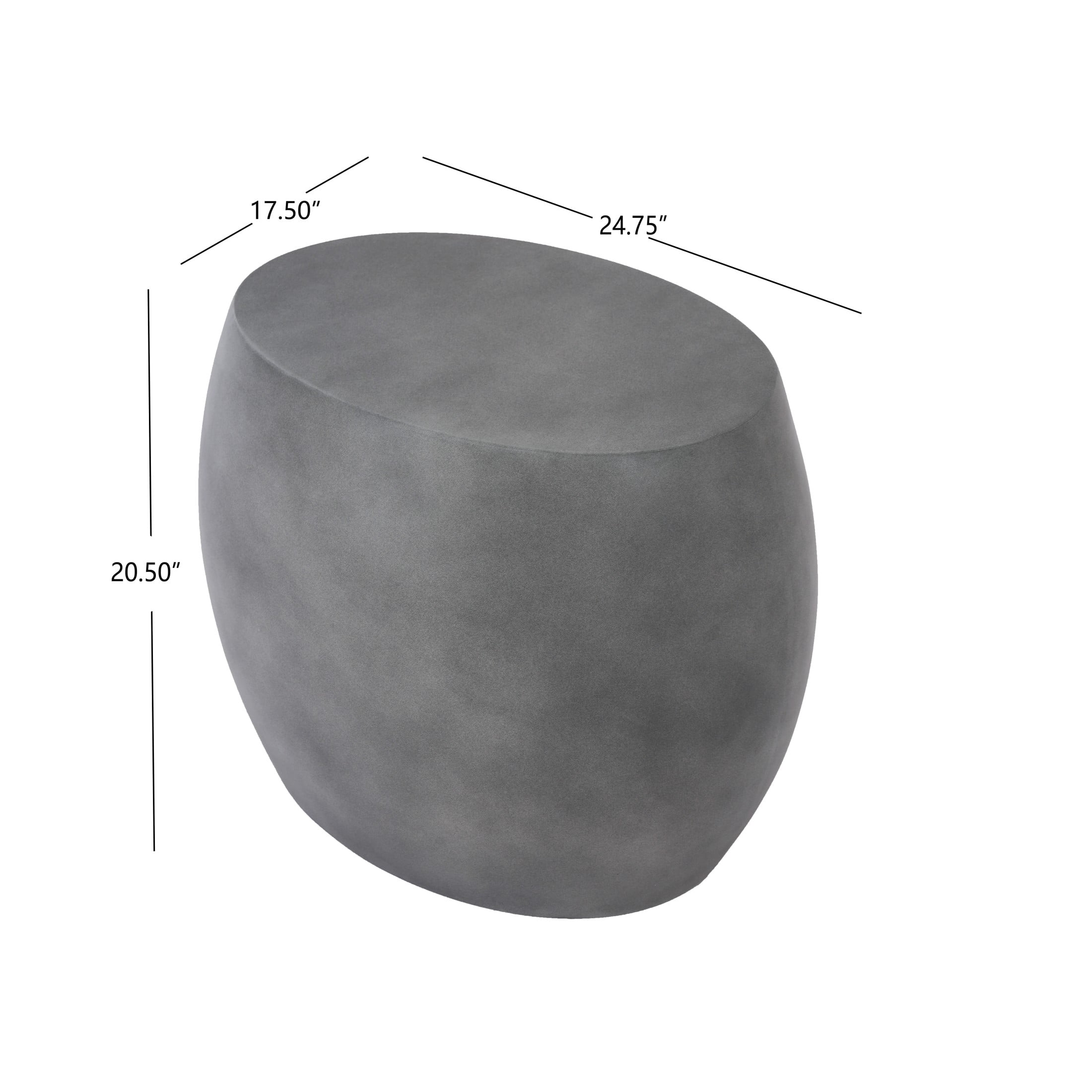 Christopher Knight Home Elegant 24.75" Outdoor Lightweight Concrete Oval Side Table, Charcoal Finish
