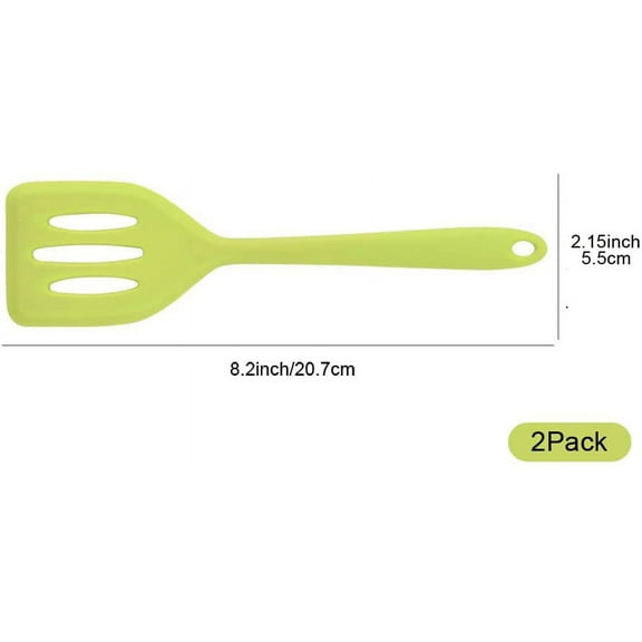 2Pack Small Silicone Turner High Heat Resistant Slotted Spatula for Fish, Eggs, Pancakes and More (8.2 IN, Orange)