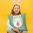 thumbnail image 2 of Qocolhg Happy Easter Throw Pillow Covers 18x18 Inch Bunny Egg Spring Floral Decorative Holiday Party Cushion Cases for Sofa Couch, Easter Decorations for Home, 2 of 5