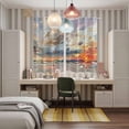thumbnail image 5 of Grey Orange Coastal Kitchen Curtains 84 Inch Length, Oil Painting Modern Abstract Art Grommet Top Bedroom Living Room Curtains, Light Filtering Cafe Curtain Drapes 2 Panels Set 104''x84'', 5 of 9