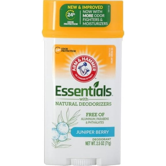 Arm & Hammer Essentials Natural Deodorant CLEAN Juniper Berry Wide Stick 2.5 oz (Pack of 6)