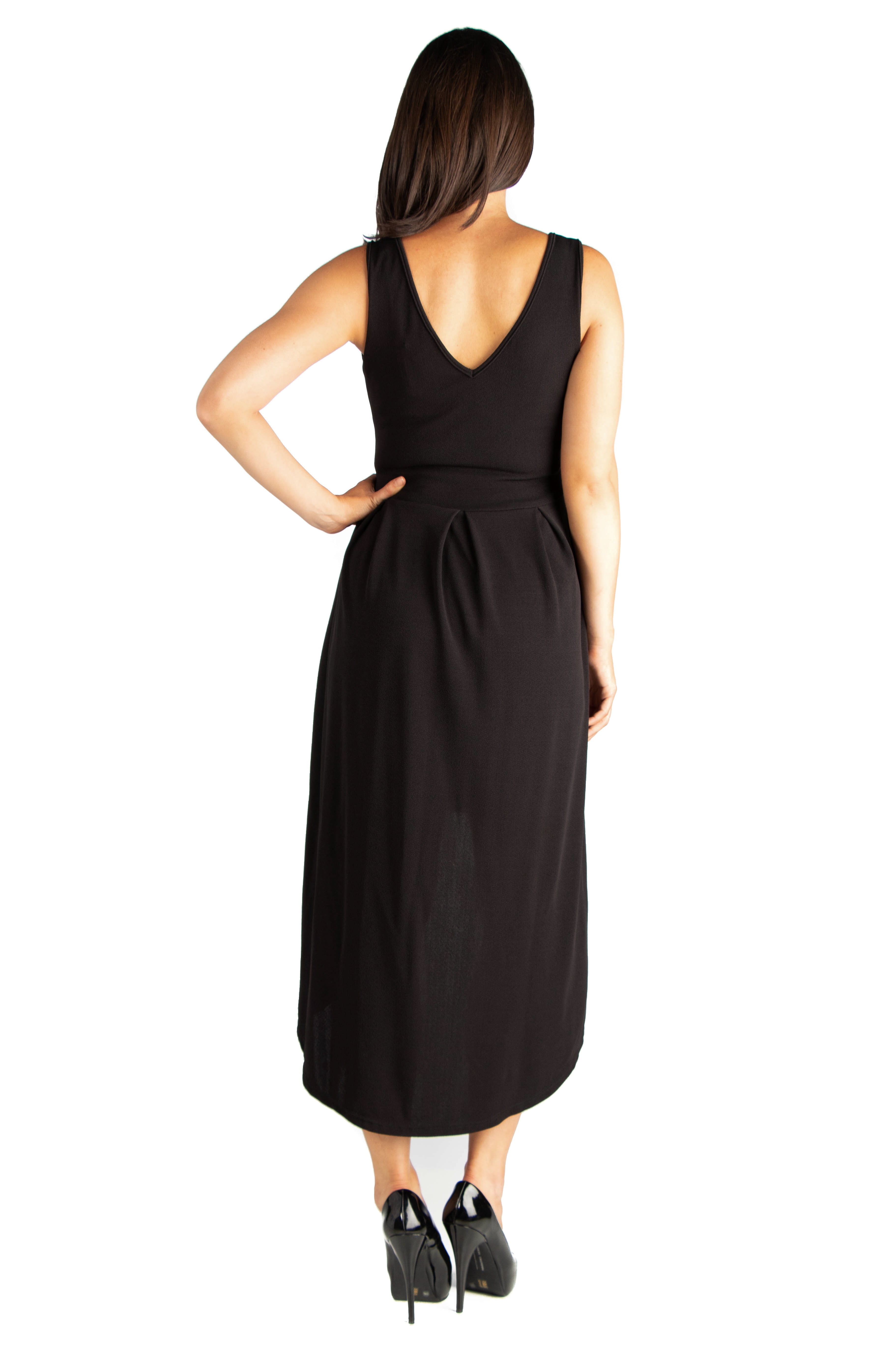 24/7 Comfort Apparel High Low Maternity Party Dress with Pockets