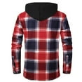 thumbnail image 4 of Men's Plaid Hooded Jacket Fleece Lined Long Sleeve Warm Outerwear with Flap Pockets Casual Winter Coat (XL, Red), 4 of 4