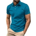 thumbnail image 2 of Yaoyar Men's Linen Henley Shirt Short Sleeve Turn Down Collar Buttons T-Shirt Blouse Tops Casual Summer T Shirts, 2 of 6