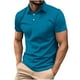 thumbnail image 2 of pstuiky Camisas casuales de manga corta para hombre, Camisa de verano de poliéster con cuello alto y botones de manga corta para hombre, informal, de color liso, con solapa y manga corta. m, 2 of 6