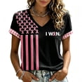 thumbnail image 2 of Urbanix Breast Cancer Shirts Women In Octobe We Wear Hummingbird Print Survivor T-Shirt Fashion Lightweight Short Sleeve V Neck Tops Black 2XL, 2 of 6