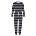 thumbnail image 6 of JTSRKL Girls Fashion Two Piece Tracksuit Casual Striped Print Long Sleeve Sweatshirts and Drawstring Elastic Waist Baggy Sweatpants Kids Loungewear Outfit Clothes Navy 5-6 Years, 6 of 6