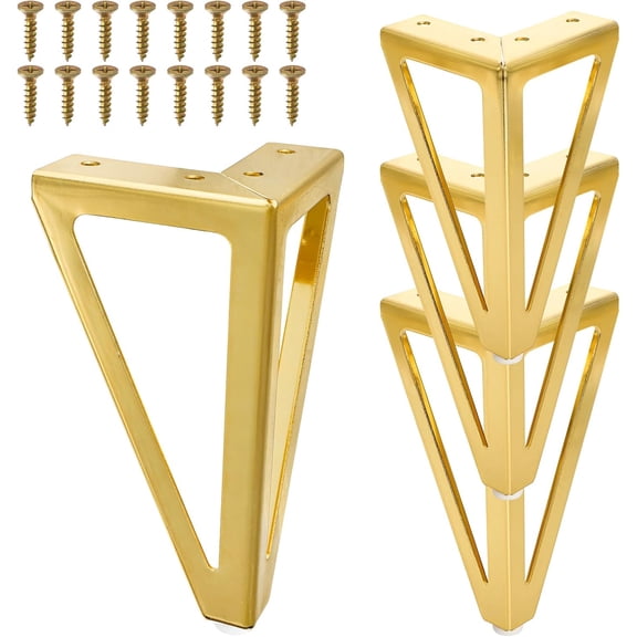 6 Inch Gold Set of 4, Modern Metal Furniture Feet with Floor Protectors, Heavy Duty Table Dresser Legs for Cabinet Sofa Feet DIY Replacement, Max Load 1322 Lbs