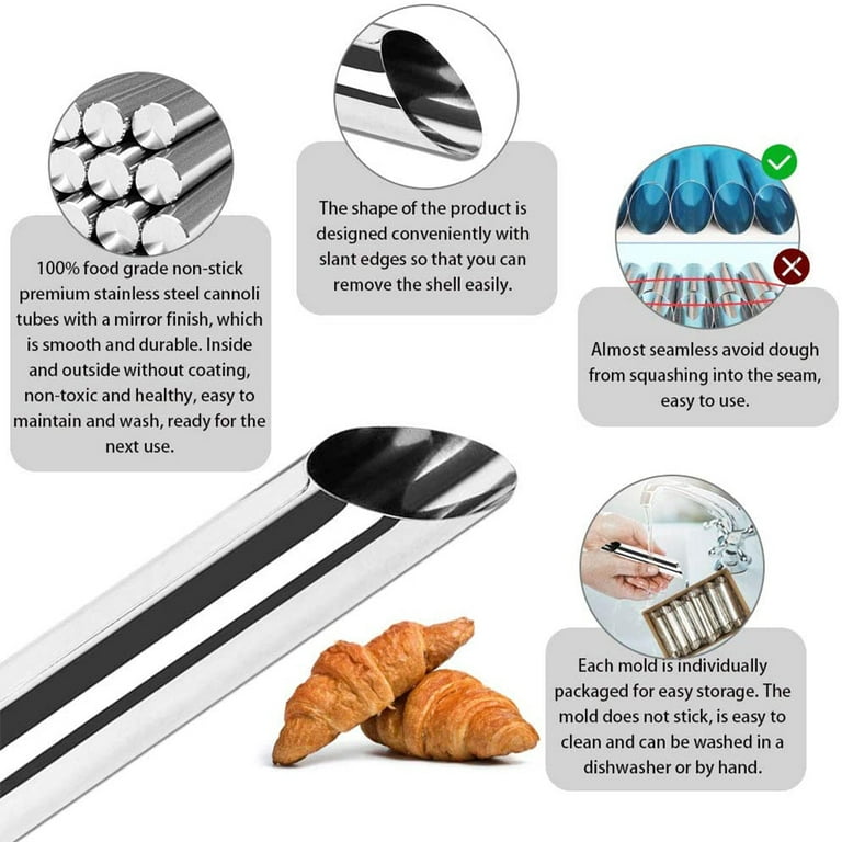 5/12pcs Conical Tube Stainless Steel Croissant Mold Baking Tool Home Garden  Kitchen Dining Bake Ware Baking Pastry Tools