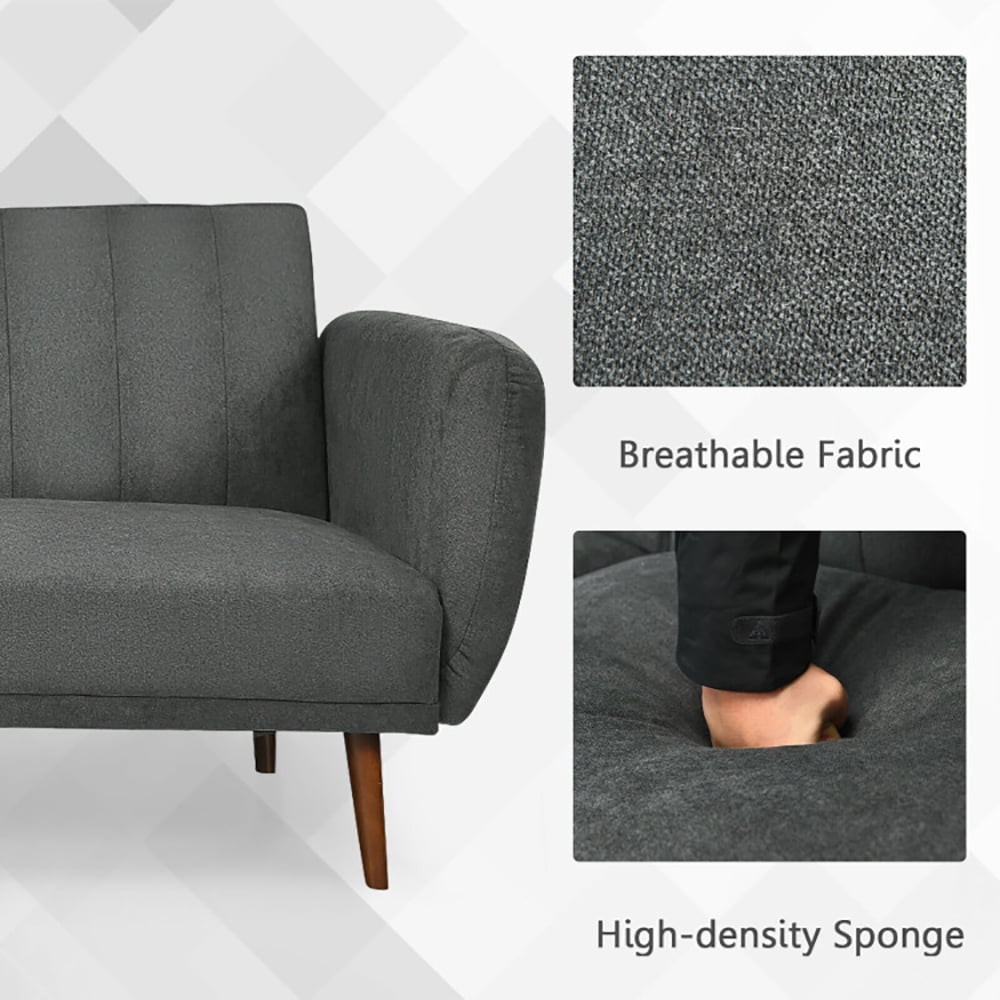 Finihen Convertible Futon Sofa Bed, Modern Convertible Sleeper Couch, Adjustable Couch Sleeper with Wood Legs, for Studio, Apartment, Office, Small Space, Living Room, Bedroom, Gray Finihen Convertible Futon Sofa Bed, Modern Convertible Sleeper Couch, Adjustable Couch Sleeper with Wood Legs, for Studio, Apartment, Office, Small Space, Living Room, Bedroom, Gray