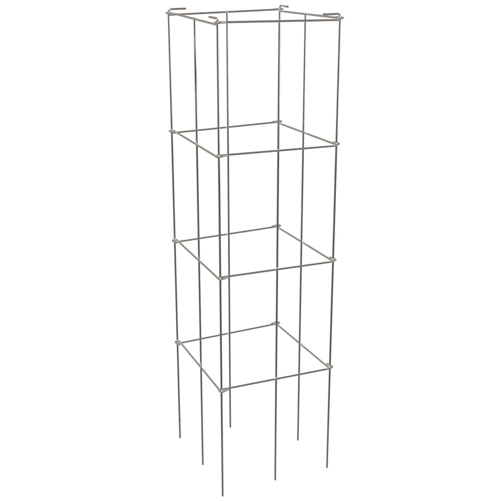 Olurrisa Tomato Cages, 11.8" x 11.8" x 46.1", 5 Packs Square Plant Support Cages, Silver PVC-Coated Steel Tomato Towers for Climbing Vegetables, Plants, Flowers, Fruits