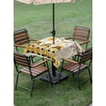 thumbnail image 4 of Outdoor Tablecloth with Umbrella Hole for Patio/Picnic/Party/Camping, Yellow Bees Gnomes Waterproof Table Cloth Square Cover Washable, Spring Floral Branches Pastoral (54"x 54"), 4 of 8