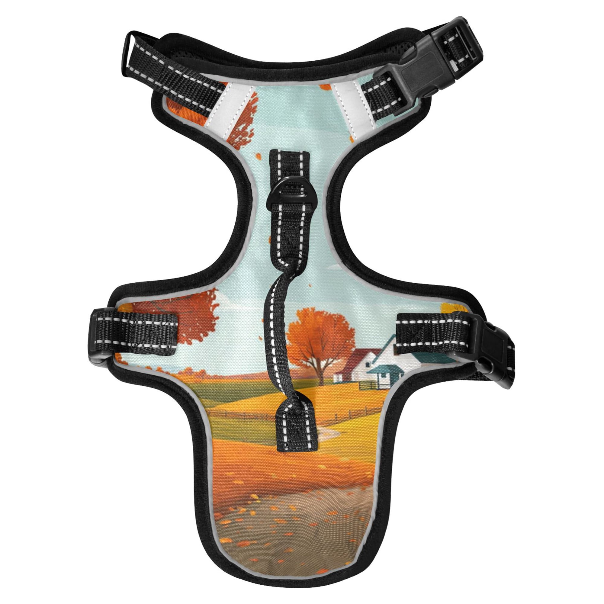 Pet Vest For Walking With Handle Adjustable Reflective Dog Cat Harness Countryside Landscape
