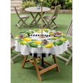 thumbnail image 4 of Outdoor Tablecloth with Umbrella Hole for Patio/Picnic/Party/Camping, Summer Lemon Waterproof Table Cloth Round Cover Washable, Green Yellow Fruits Leaves Wreath Black Plaid (Dia 54"), 4 of 8