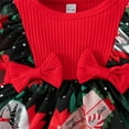 thumbnail image 5 of Generic Baby Girls Cute Print Patchwork Long Sleeve Ribbed Romper Tops Dress with Headbands Christmas Outfits Set Fall Winter Clothes for Holiday Party Christmas（6-9 Months Red）, 5 of 7